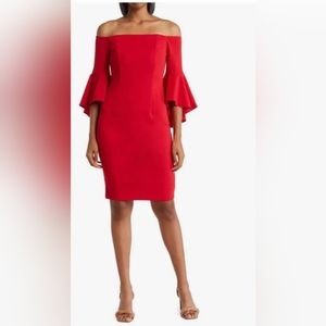 🔥SALE🔥🔥NWT  Calvi Klein NWT Women's off the shoulder Sheath Dress 8P/ 8CH/8TP